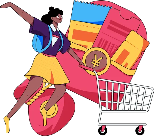 Woman doing online shopping  Illustration