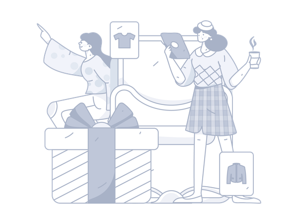 Woman doing online shopping  Illustration