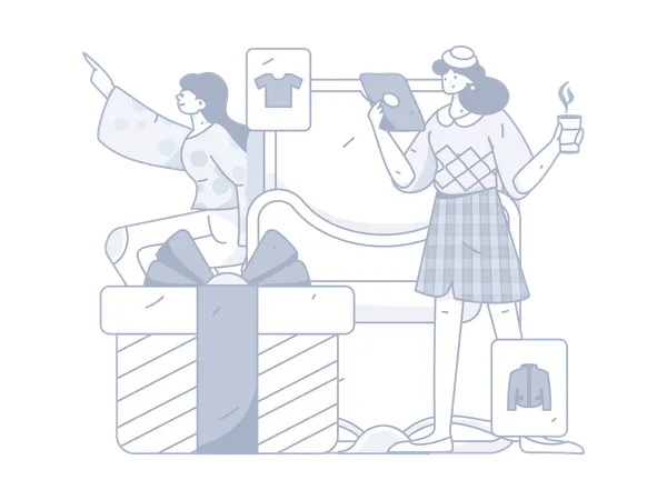 Woman doing online shopping  Illustration