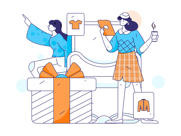 Woman doing online shopping  Illustration