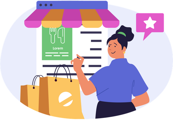 Woman doing online shopping  Illustration