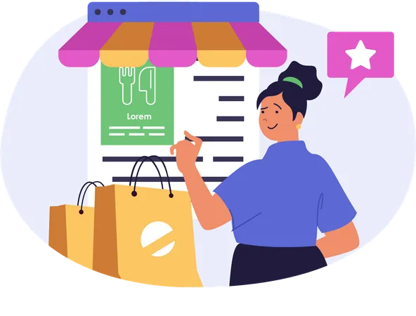 Woman doing online shopping  Illustration