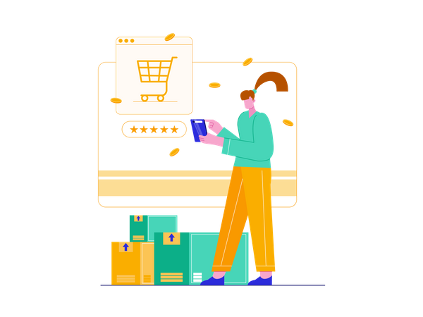 Woman doing online shopping  Illustration