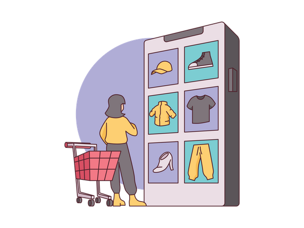 Woman doing online shopping  Illustration