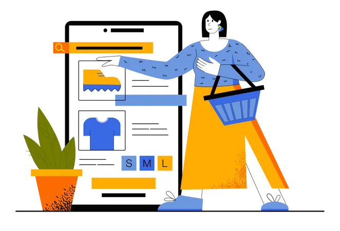 Woman Doing Online Shopping  Illustration