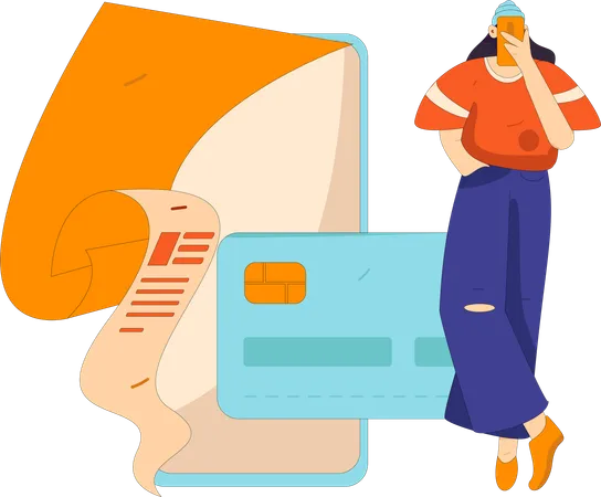 Woman doing online shopping payment  Illustration