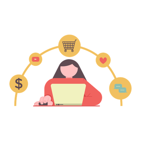 Woman doing online shopping payment  Illustration