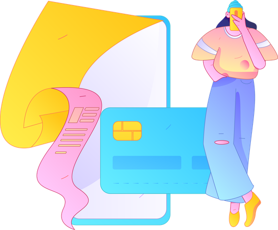 Woman doing online shopping payment  Illustration