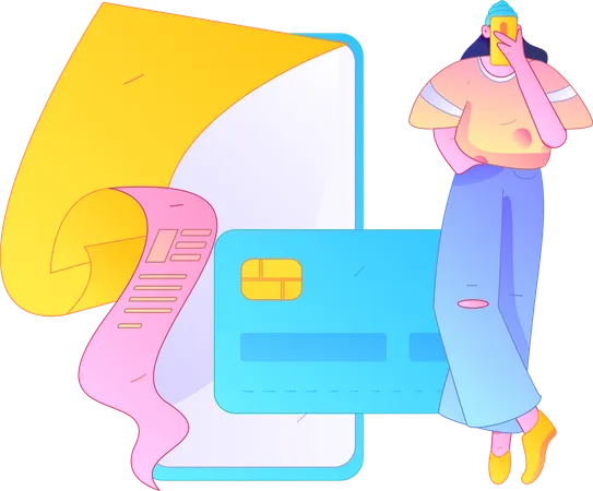 Woman doing online shopping payment  Illustration