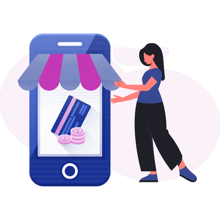 Woman doing online shopping payment  Illustration