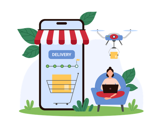 Woman doing Online tracking of order delivery progress in mobile app  Illustration