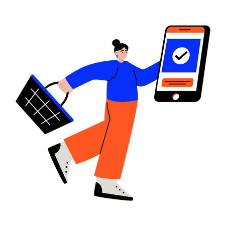 オンライン取引をする女性  イラスト