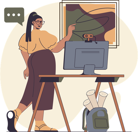 Woman doing online video blogging  Illustration