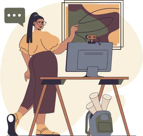 Woman doing online video blogging  Illustration