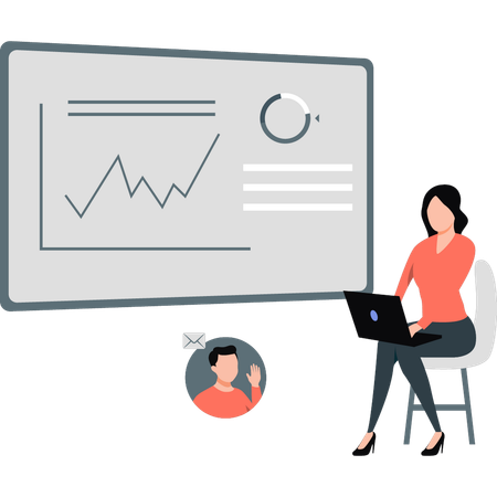 Woman doing online video call meeting  Illustration