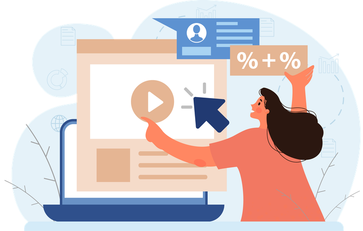 Woman doing online video marketing  Illustration