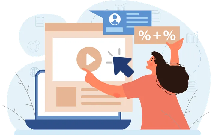 Woman doing online video marketing  Illustration