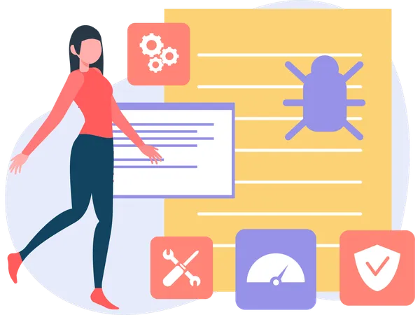 Woman doing online web testing  Illustration