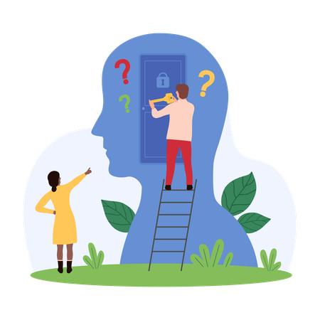 Woman doing Open mind imagination  Illustration