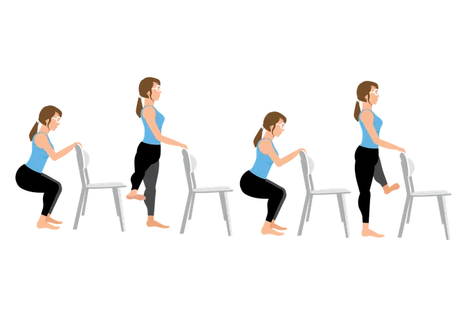 Woman doing Opposite side kicks  Illustration