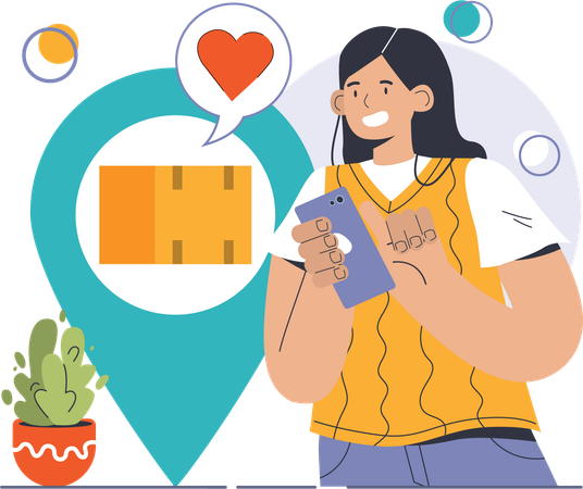 Woman doing order tracking  Illustration