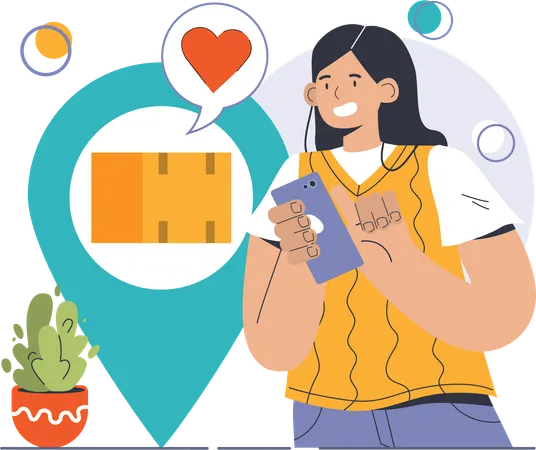 Woman doing order tracking  Illustration