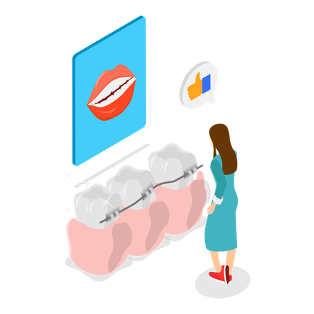 Woman doing Orthodontic Care  Illustration
