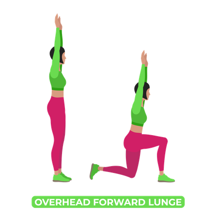 Woman Doing Overhead Forward Lunge  イラスト