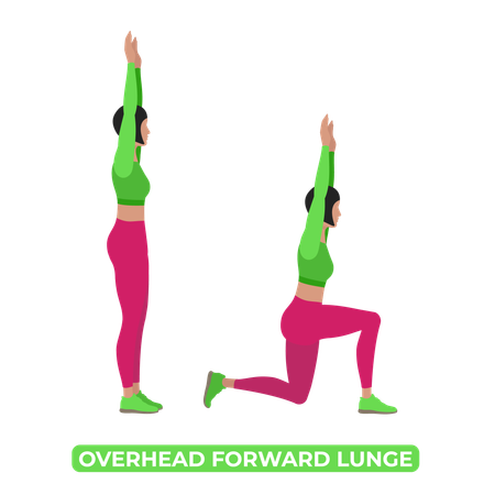 Woman Doing Overhead Forward Lunge  Illustration