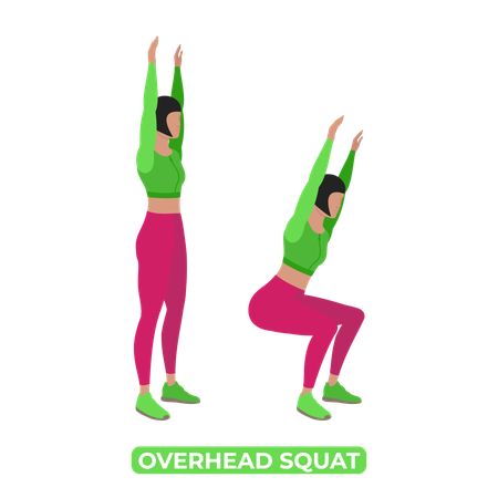 Woman Doing Overhead Squat  Illustration