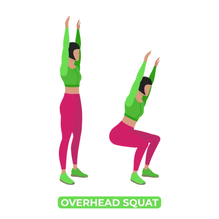 Woman Doing Overhead Squat  Illustration