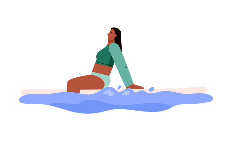 Woman doing paddle boarding  Illustration