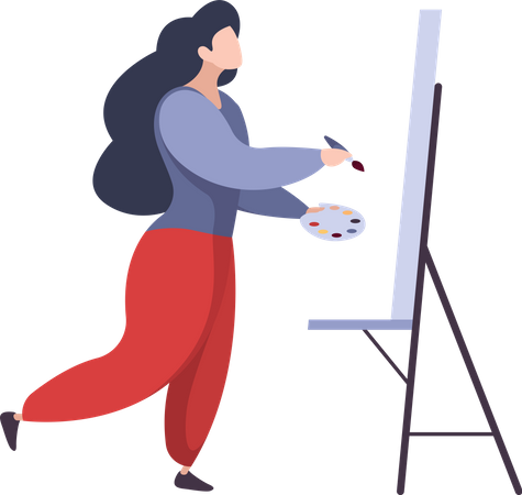Woman doing painting Illustration