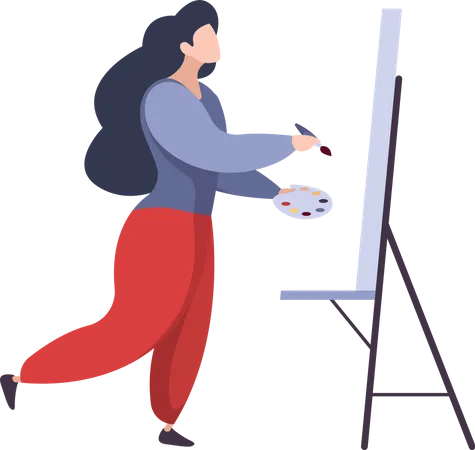 Woman doing painting  Illustration