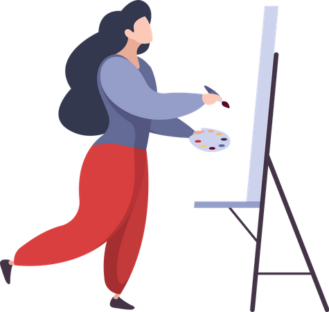 Woman doing painting  Illustration