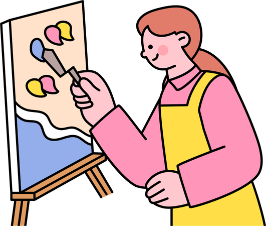 Woman doing painting  Illustration