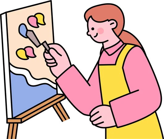 Woman doing painting  Illustration