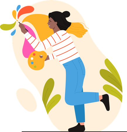 Woman doing painting  Illustration