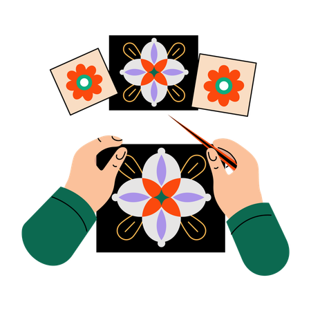 Woman doing paper art  Illustration