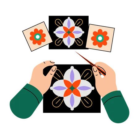 Woman doing paper art  Illustration