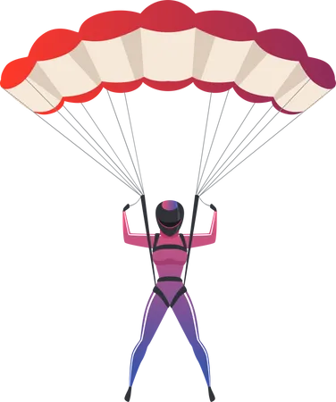 Woman doing paragliding Illustration