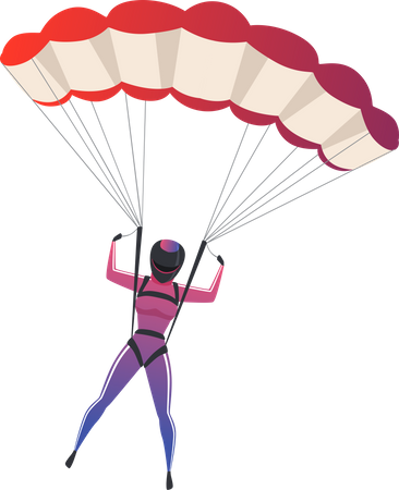 Woman Doing Paragliding  Illustration