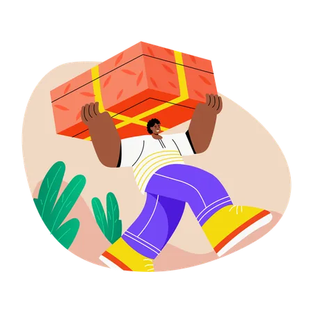 Woman doing parcel delivery  Illustration