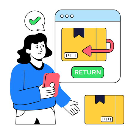 Woman doing Parcel Return  Illustration