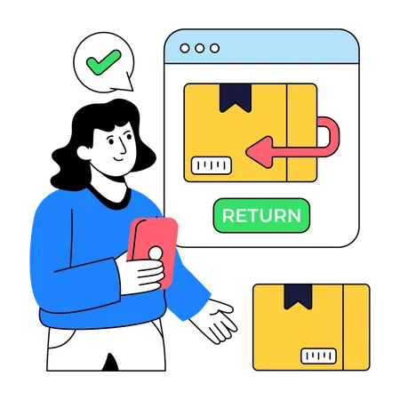 Woman doing Parcel Return  Illustration