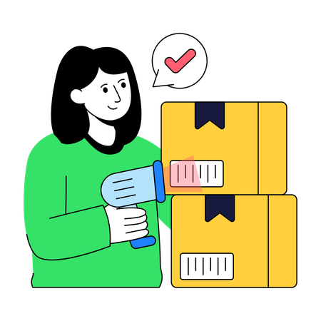 Woman doing Parcel Scan  Illustration