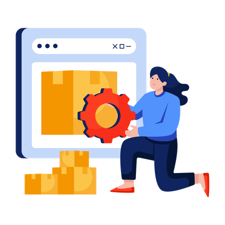 Woman doing Parcel setting  Illustration