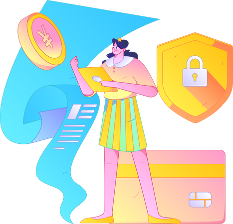 Woman doing payment by card  Illustration