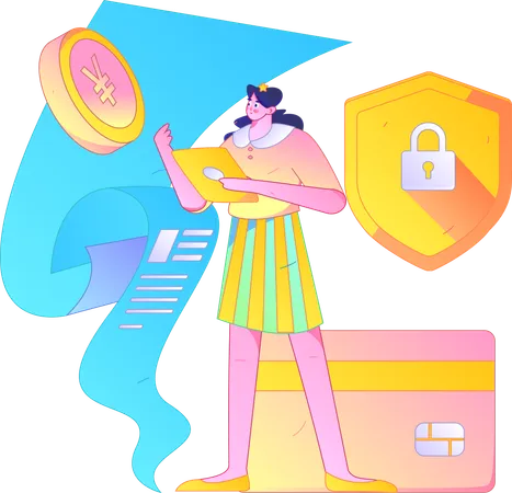 Woman doing payment by card  Illustration