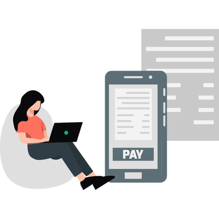 Woman doing payment online  Illustration